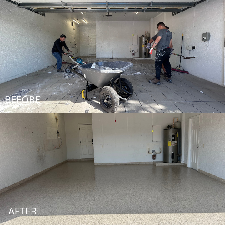 Floor cleaning - before and after image